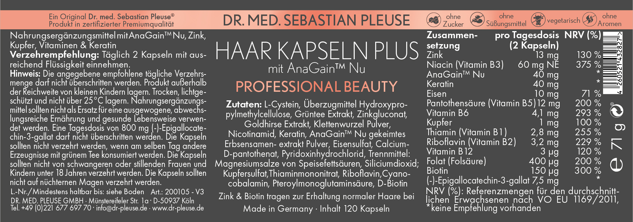 Haar kapseln Plus DOPPELPACK (4 Monate)