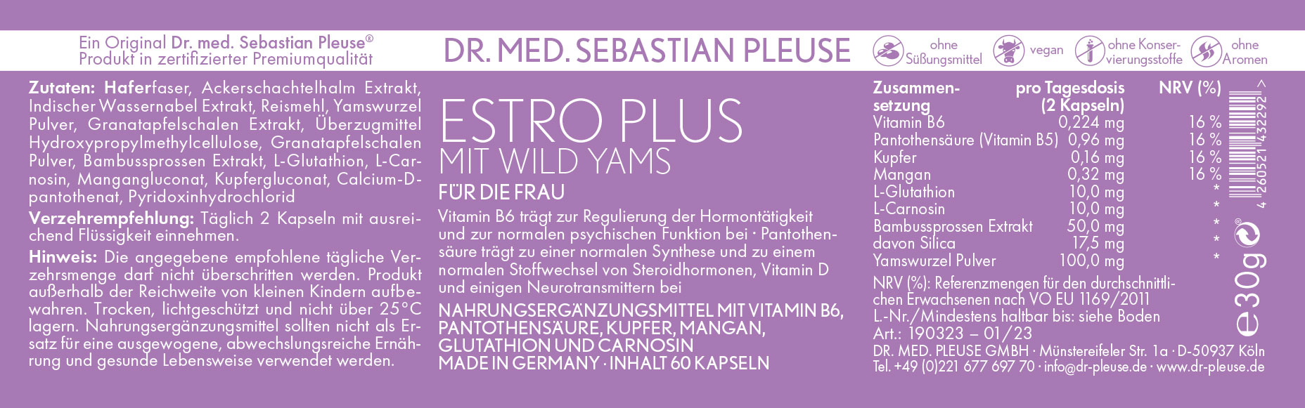 Estro Plus mit Wild Yams DOPPELPACK (2 Monate)