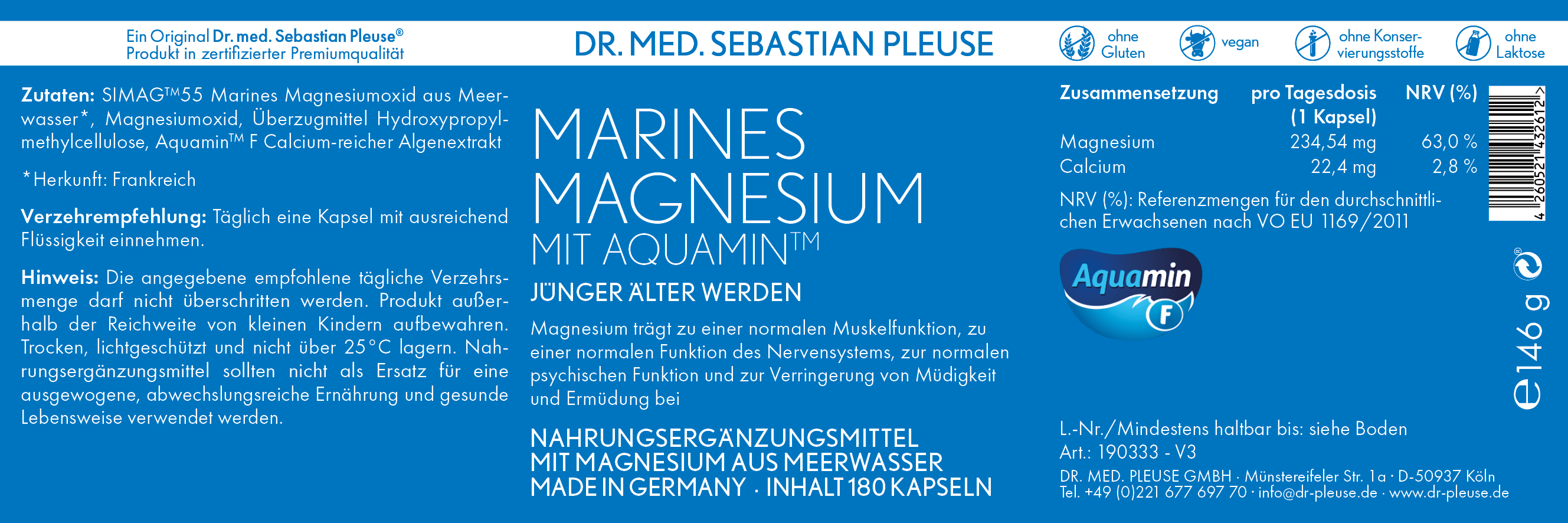 Marines Magnesium mit Aquamin (6 Monate)
